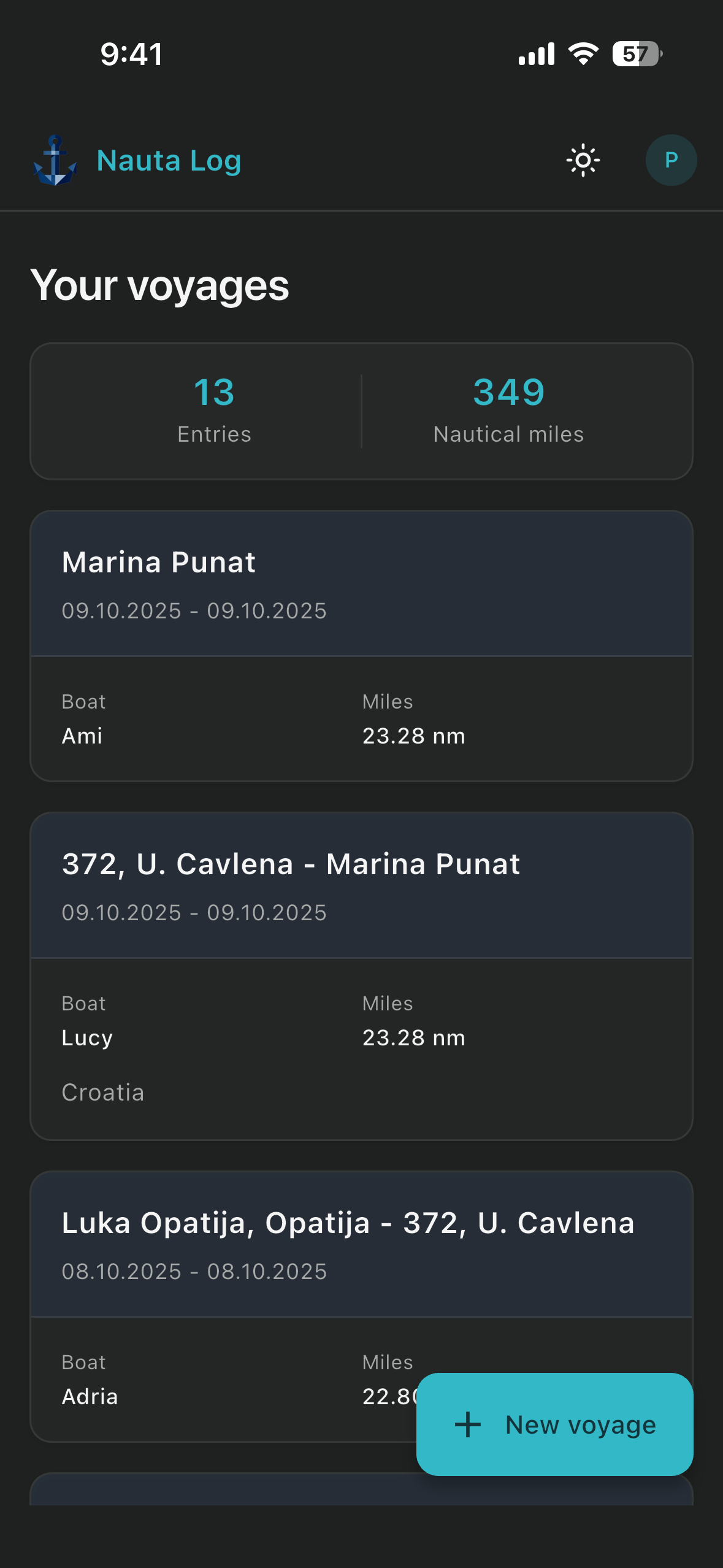 Nauta Log app screenshot